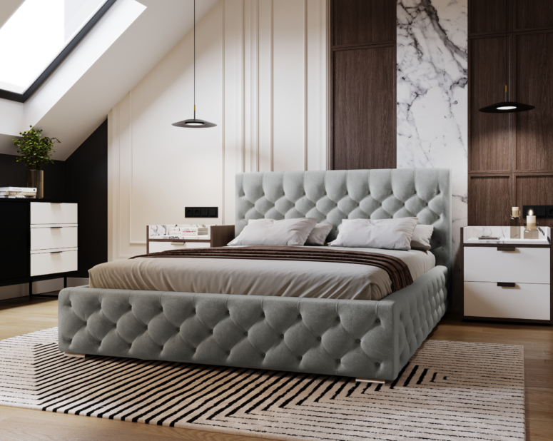 łóżko w stylu chesterfield