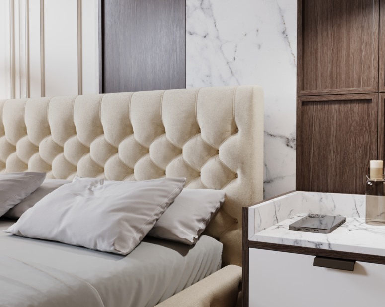 łóżko w stylu chesterfield