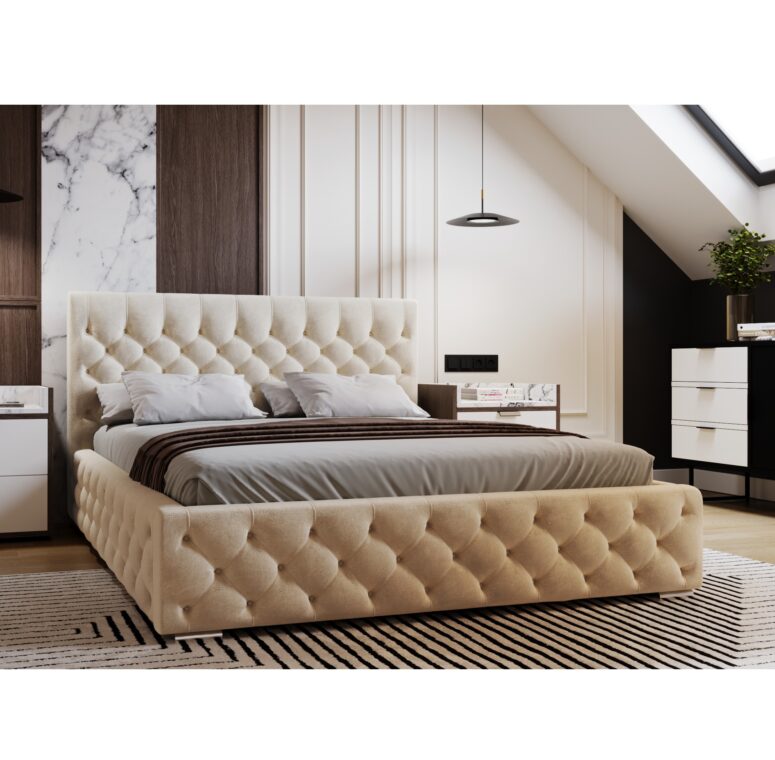 łóżko w stylu chesterfield