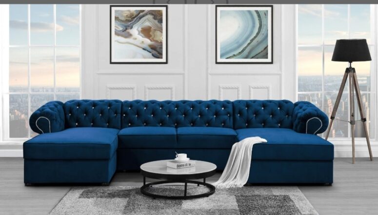 narożnik chesterfield z funkcją spania