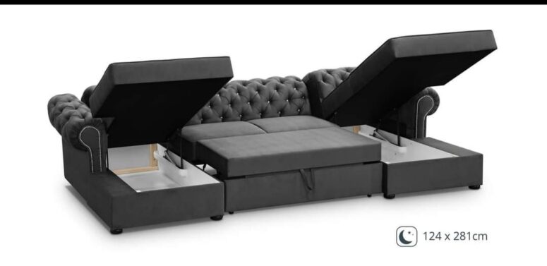 narożnik chesterfield z funkcją spania