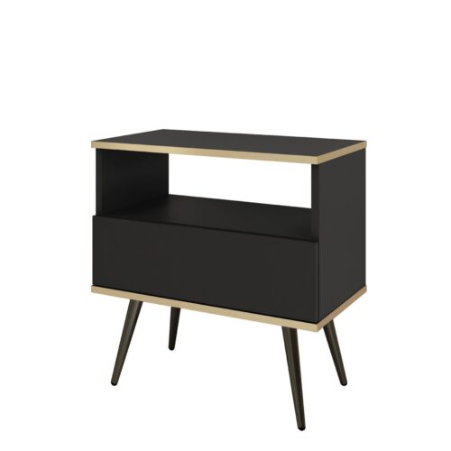 Stolik nocny ORO S54 | Czarny Złoty Czarny