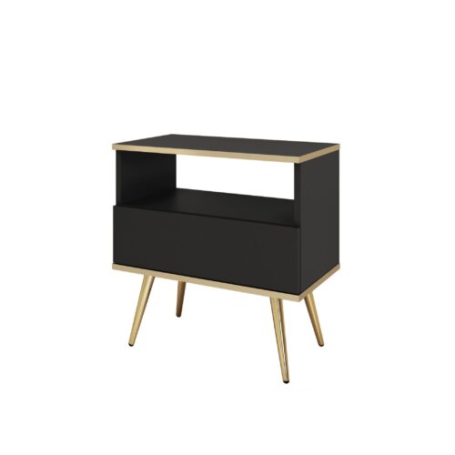 Stolik nocny ORO S54 | Czarny Złoty Czarny