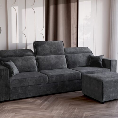 Kanapa Armani z pufą i regulowanymi zagłówkami | 255 cm