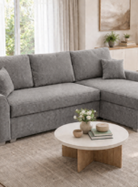 Jasny, skandynawski salon z roślinami